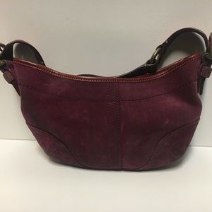 COACH Small Hobo Shoulder Bag Suede Burgundy